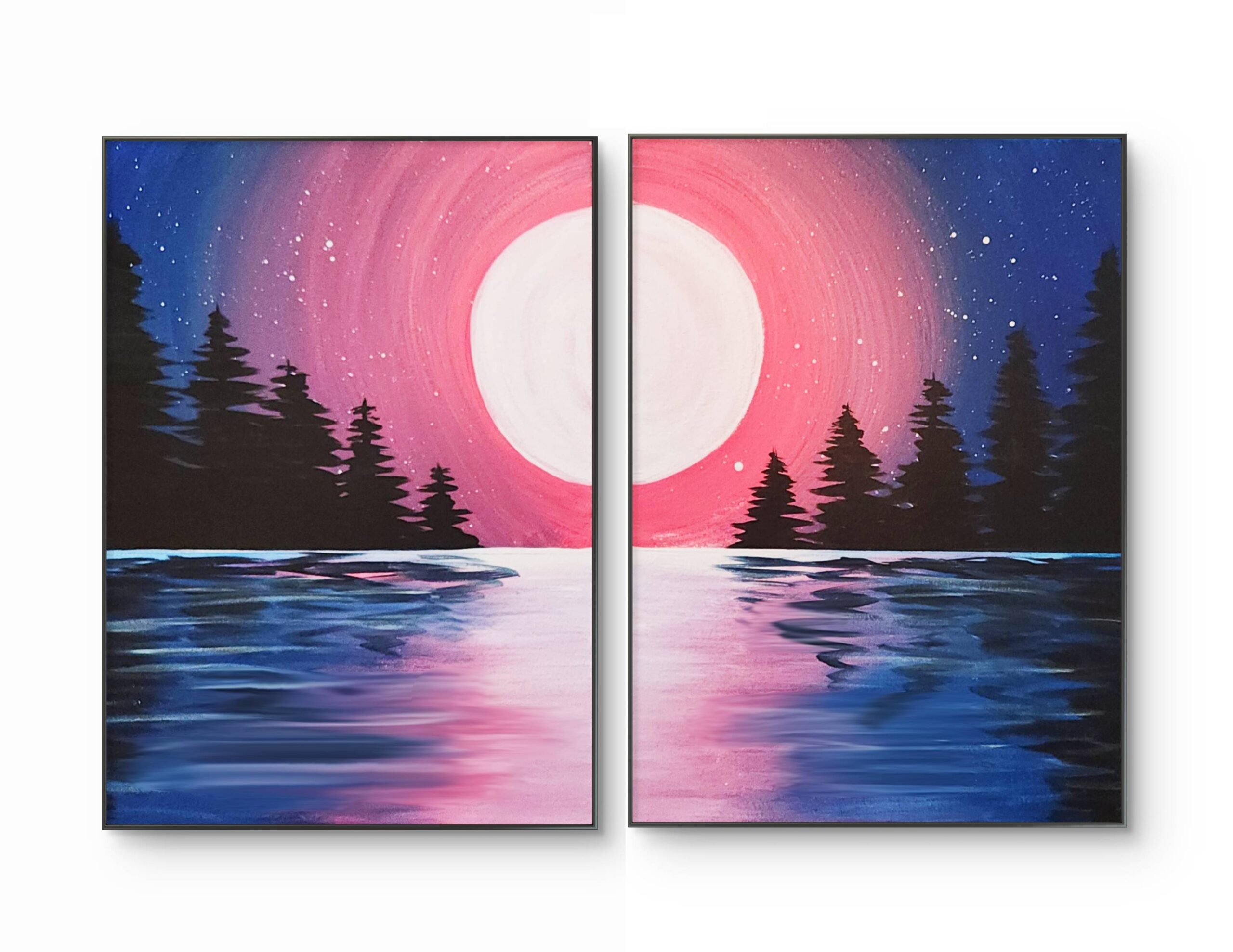 Two Canvas Painting, showing a sunset